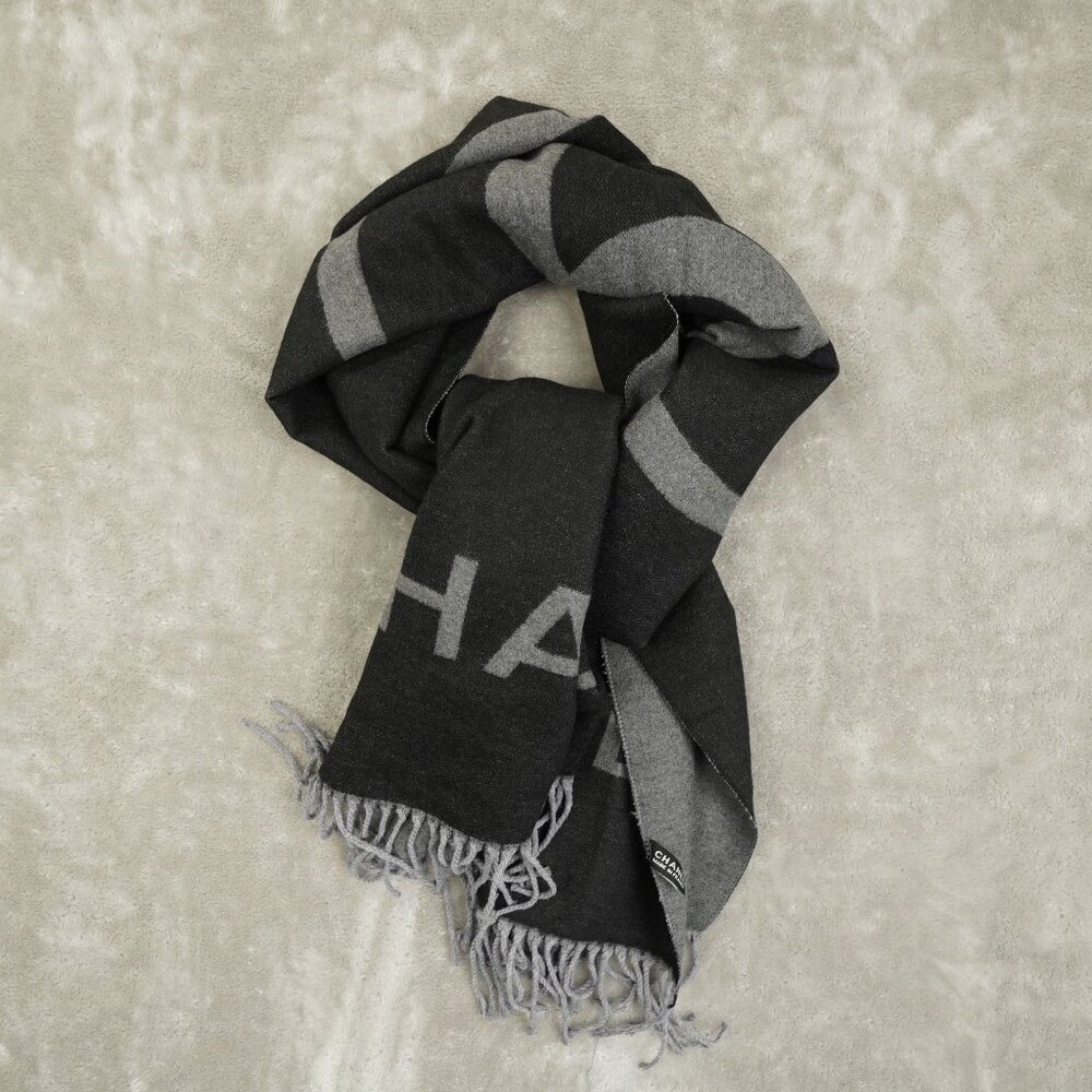Chanel Double CC Interlocking Logo Wrap Scarf Bla… - image 2
